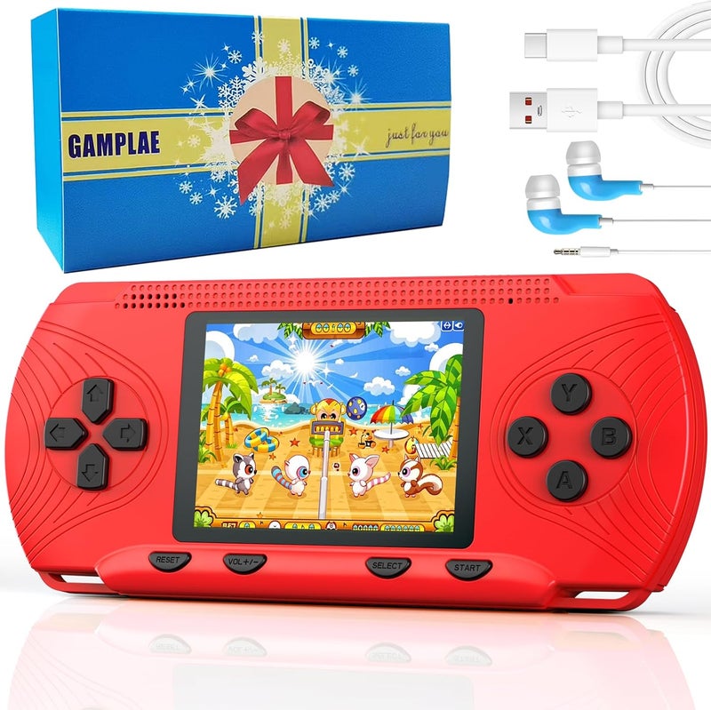 GAMPLAE Handheld Game for Kids, Portable Video Game Player Preloaded 258 Retro Video Games & 3 Cartridges, 3.0" LCD Screen, Mini Gaming Player with Rechargeable Battery, Birthday Xmas Gift for Boys Girls 4-12 - Image 1